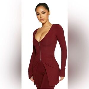 Elegant Burgundy Long Sleeve Top